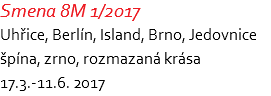 Smena 8M 1/2017 Uhřice, Berlín, Island, Brno, Jedovnice špína, zrno, rozmazaná krása 17.3.-11.6. 2017